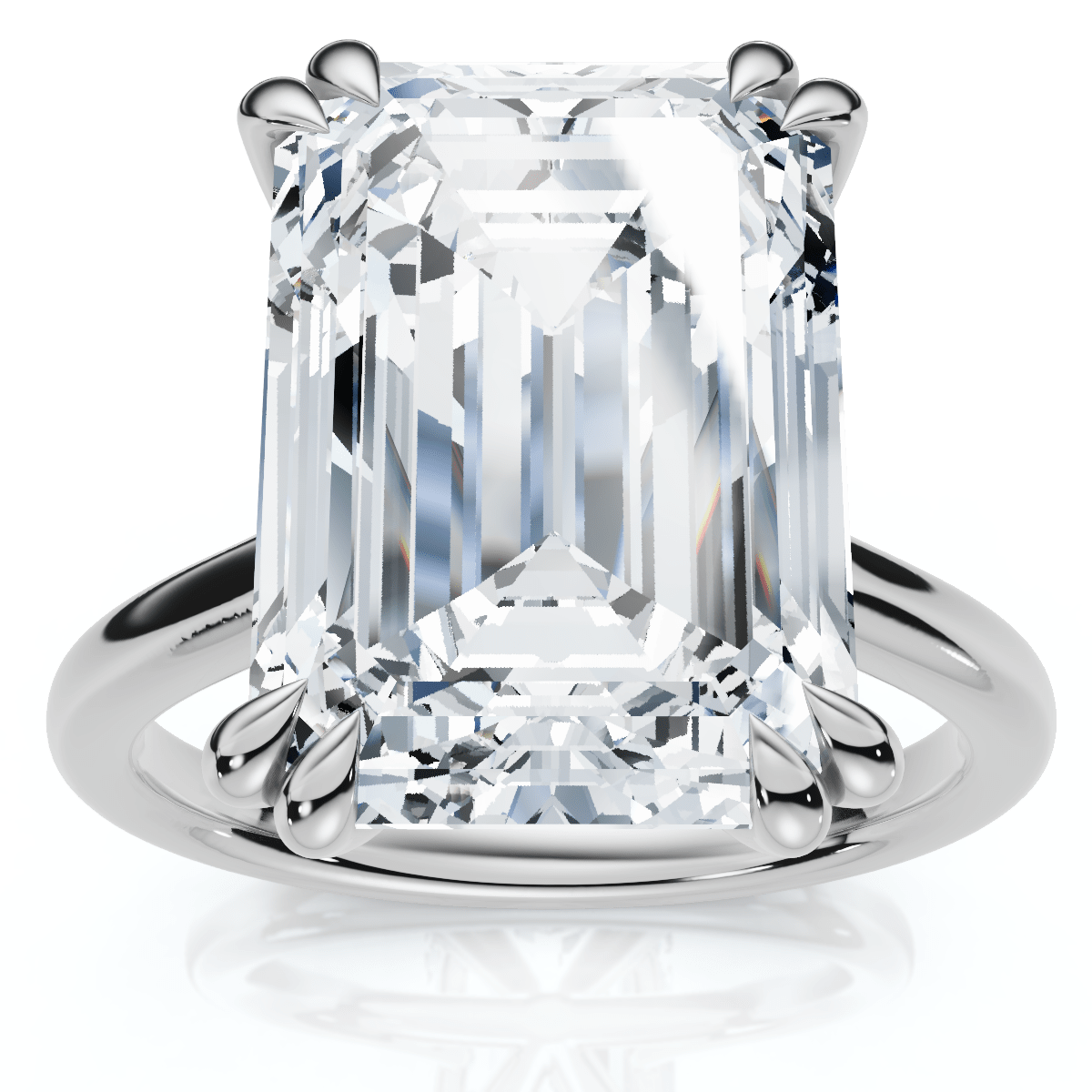 Certified 6Ct Emerald Cut Diamond Solitaire Ring 14k Gold Lab Grown
