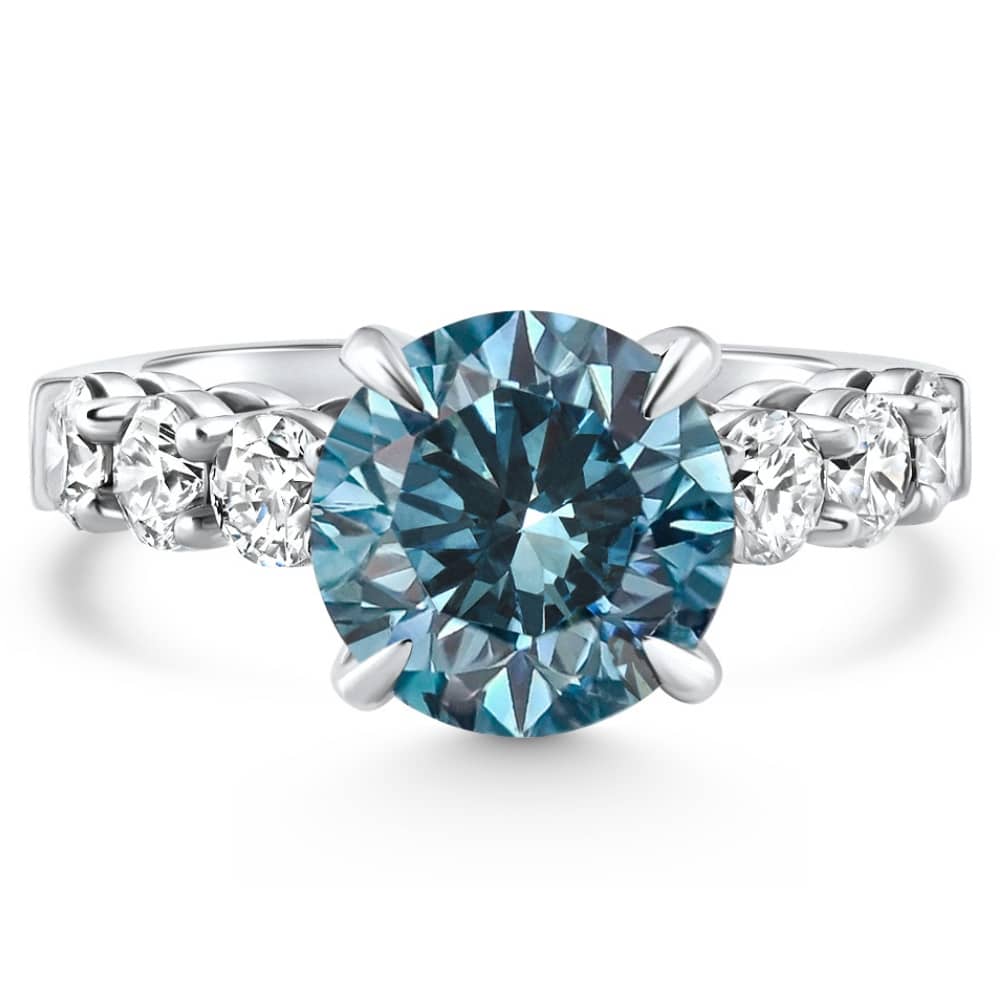 4.50Ct Blue Diamond Engagement Ring 14k White Gold Lab Grown