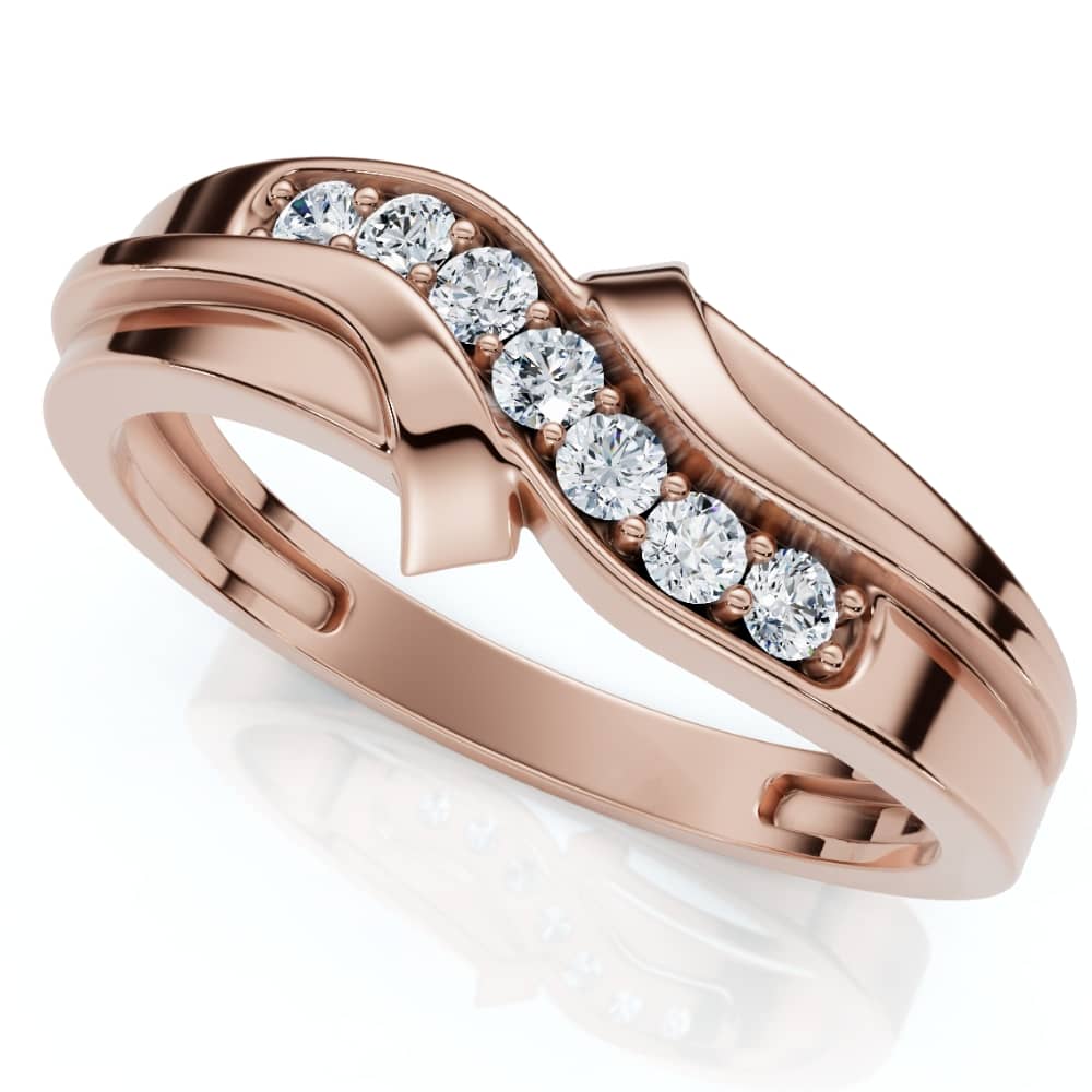 Men's Diamond Curve Polished Wedding Ring Lab Grown 10k Gold