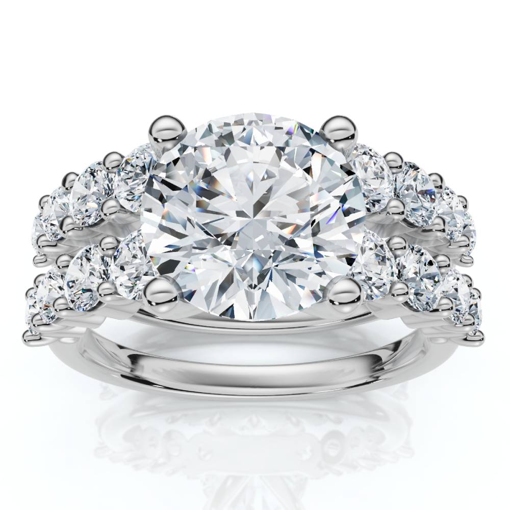 Certified 3 6/8ct Diamond Engagement Wedding Ring Set 14k Gold Lab Grown