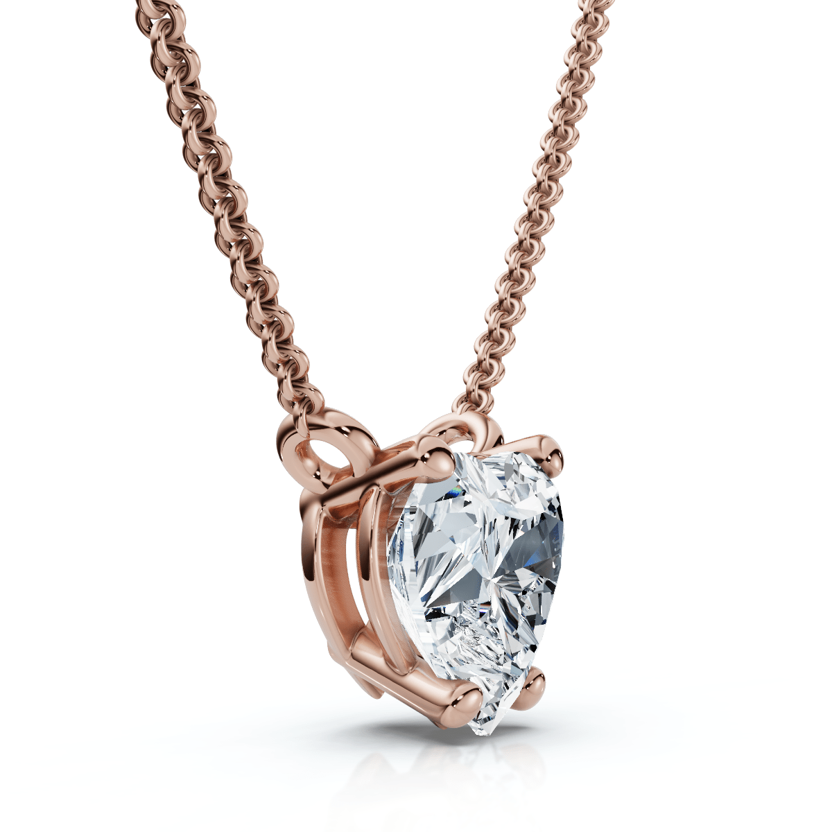 Certified 3Ct Heart Solitaire Diamond Pendant Necklace 14k Gold Lab Grown