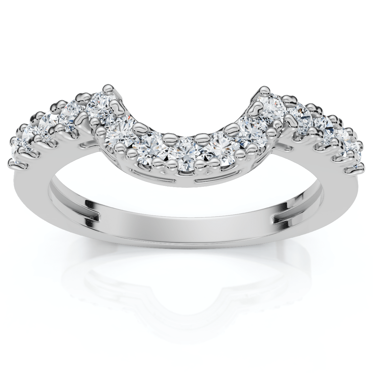 1/4Ct Notched Diamond Guard Anniversary Ring 14k Gold Lab Grown