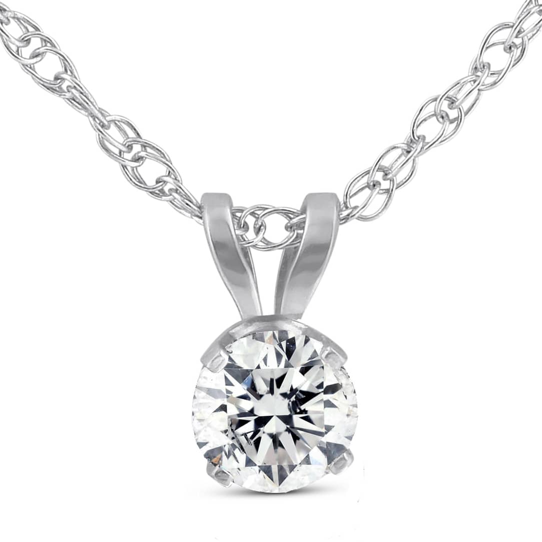 1/3 Ct Diamond Solitaire Pendant Necklace in 14k White Or Yellow Gold Lab Grown