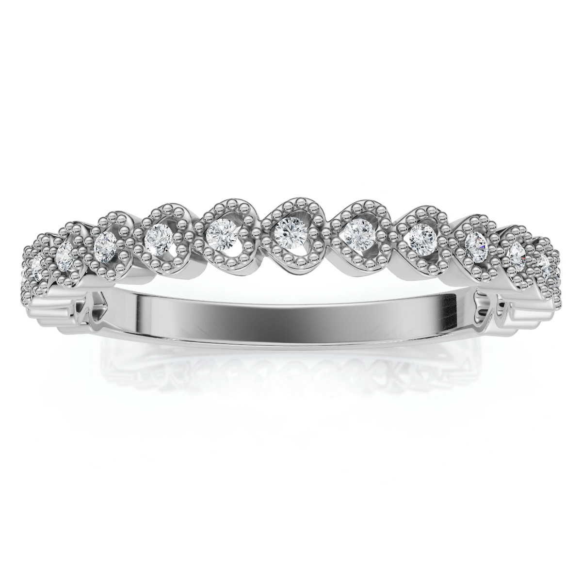 Stackable Women's Wedding Diamond Anniversary Heart Band 14k Gold Lab Grown