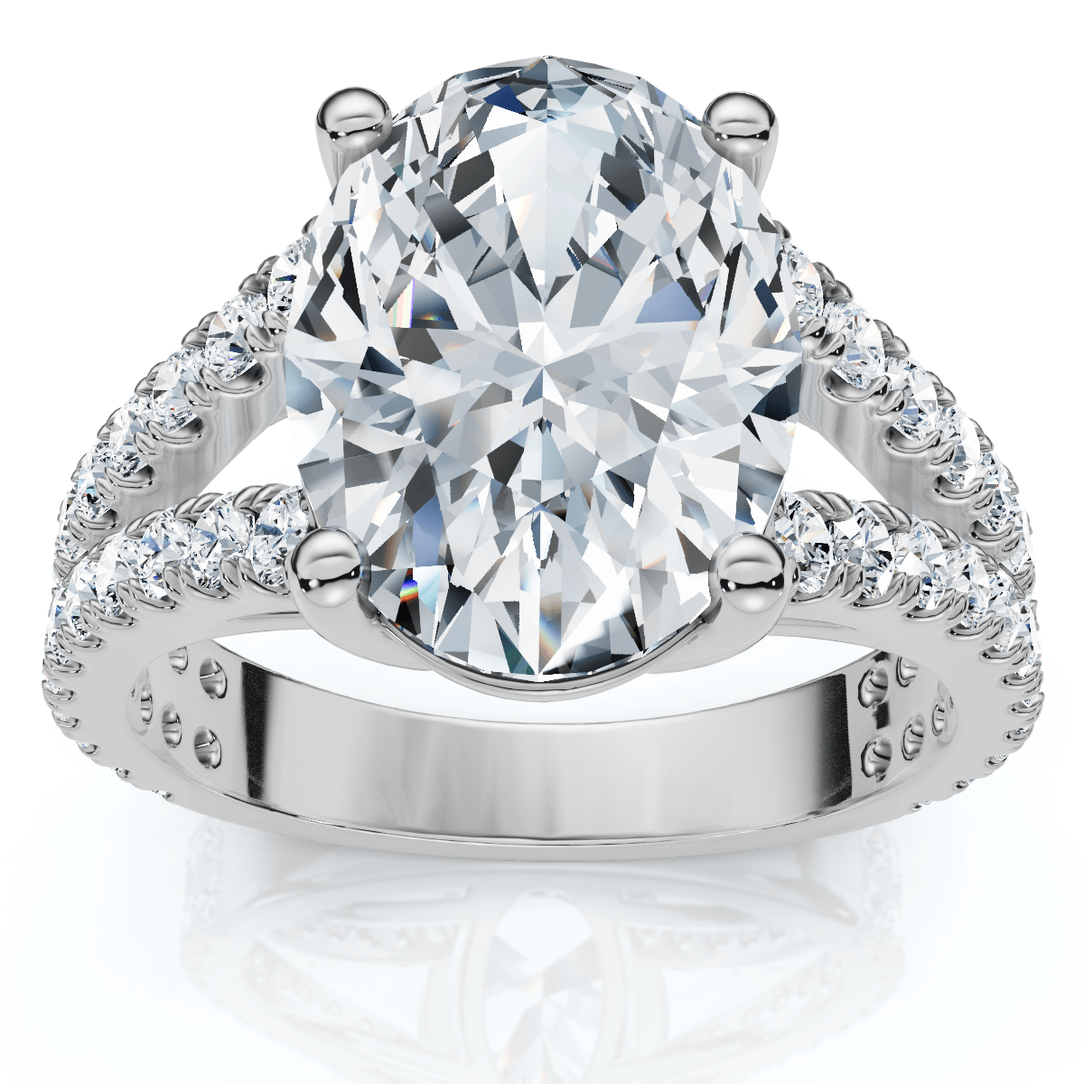 Certified 3 1/2Ct Maribel Oval Diamond Engagement Ring 14k Gold or Pt Lab Grown