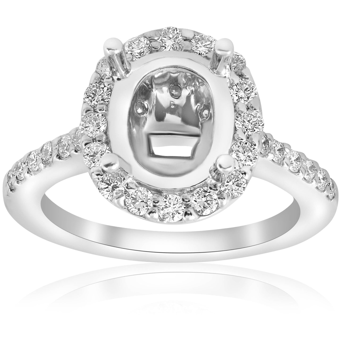 3/4ct Oval Halo Vintage Ring Setting 14K White Gold Size Selectable