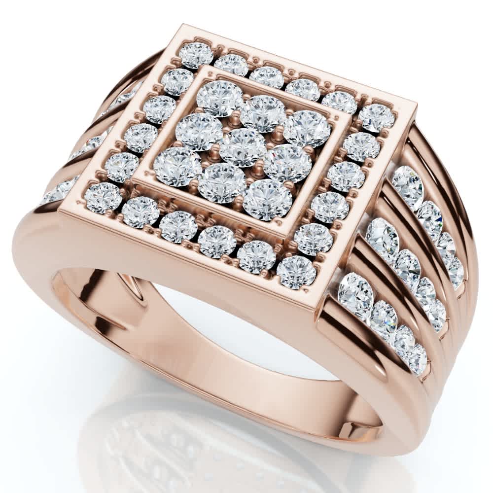 1Ct Men's Diamond Ring in 14k Gold Lab Grown