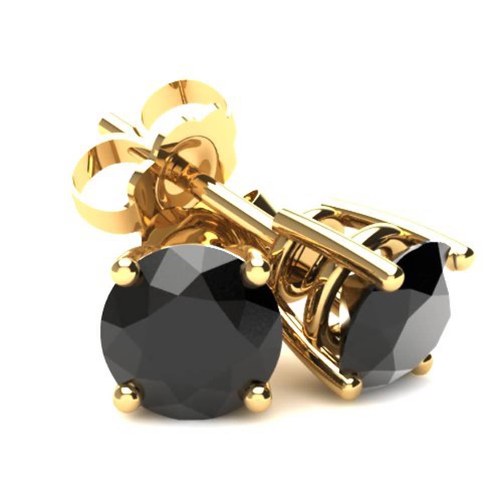 1 1/2Ct TW Round Black Diamond Studs Earring 14K White or Yellow Gold