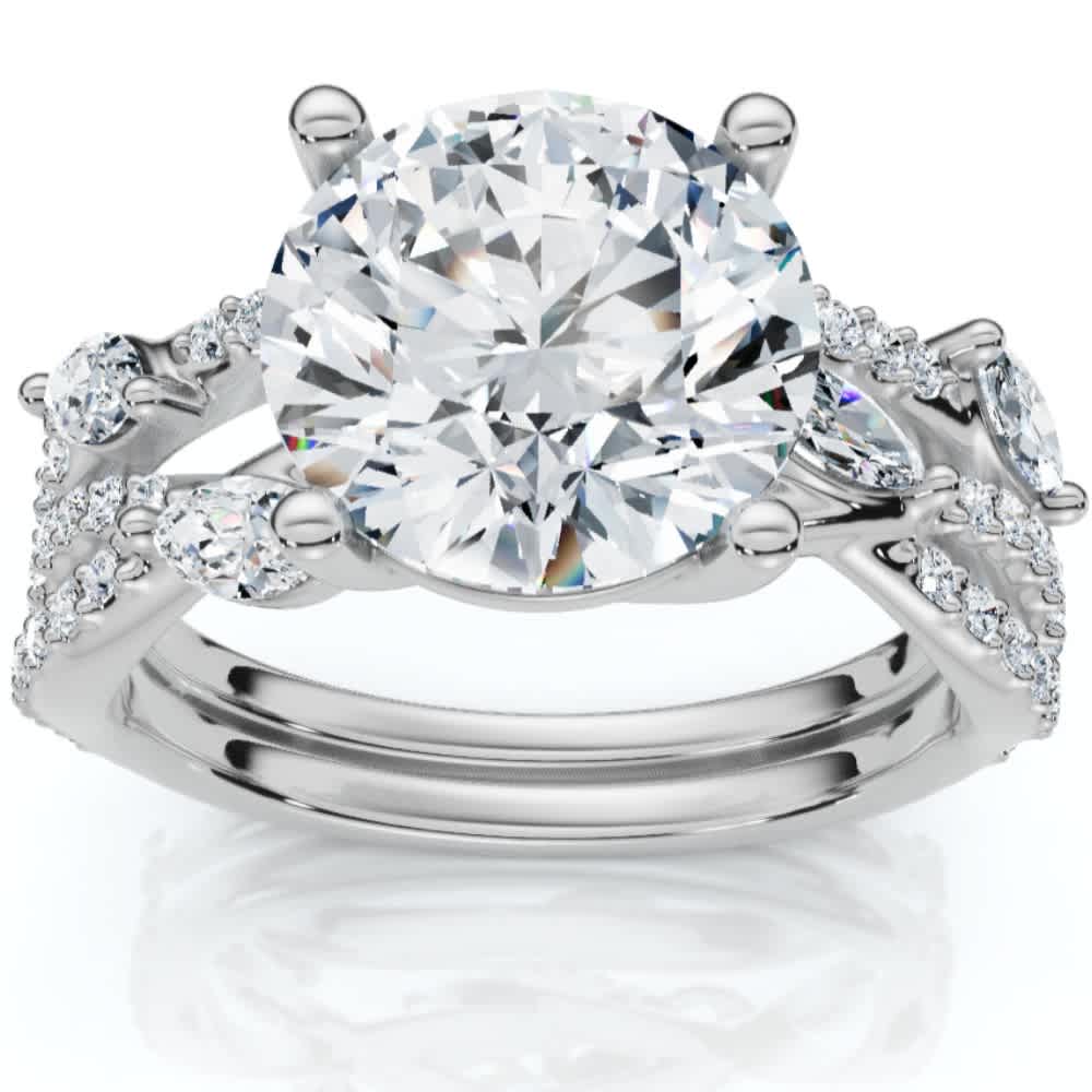 Certified 3 5/8Ct Diamond Engagement Wedding Ring Set 14k Gold Lab Grown
