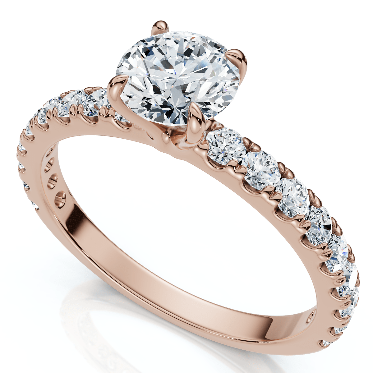 1Ct Pave Diamond Round Cut Engagement Ring Gold Lab Grown