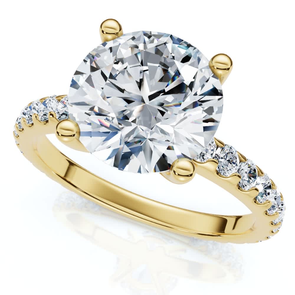 Certified 3.40Ct Round Cut Diamond Engagement Ring 14k Gold Lab Grown