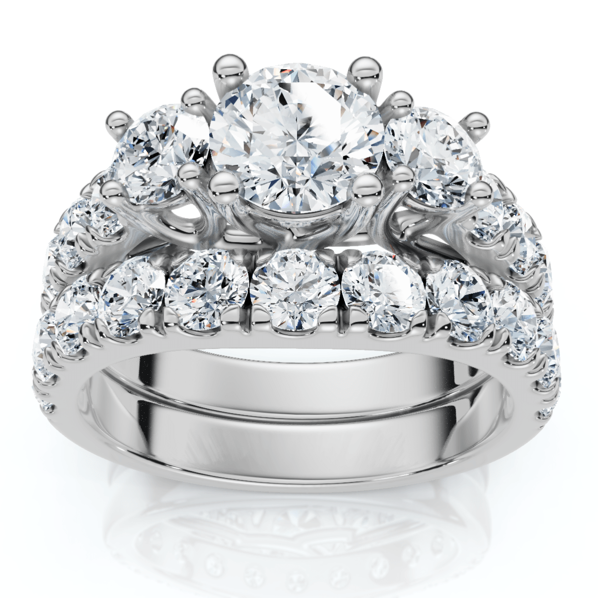 2Ct TW 3-Stone Diamond Engagement Wedding Ring Set 14k Gold or Pt Lab Grown