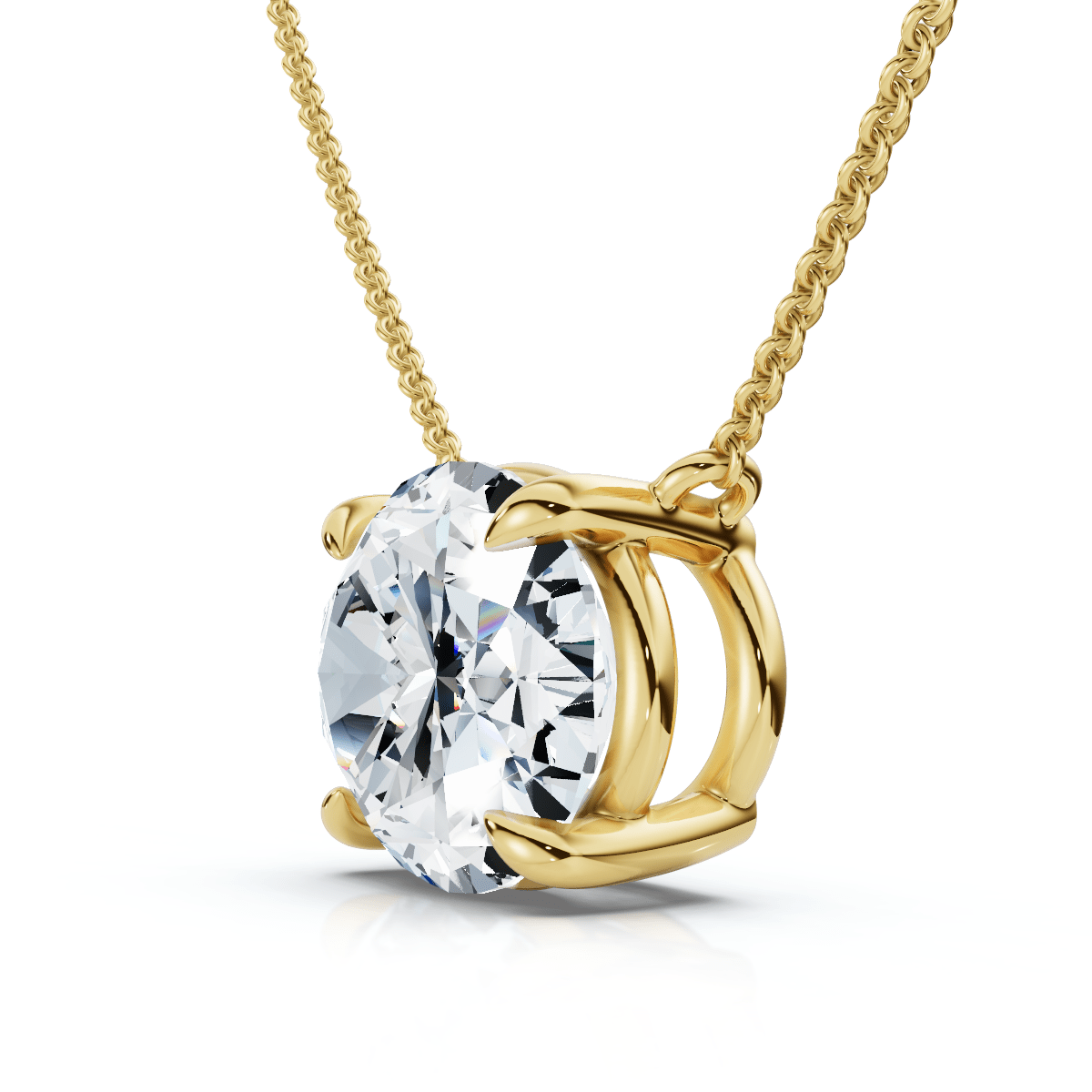 Certified 3Ct Diamond Oval Solitaire Pendant 14k Gold 18" Women's Chain Lab Grown