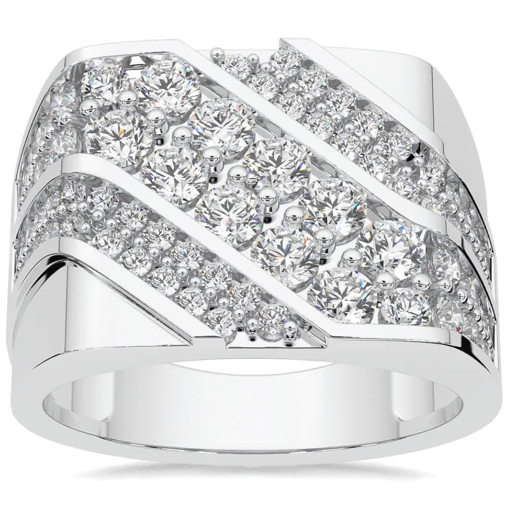 2 1/2Ct Men's Diamond Ring 10k Yellow Gold Lab Grown