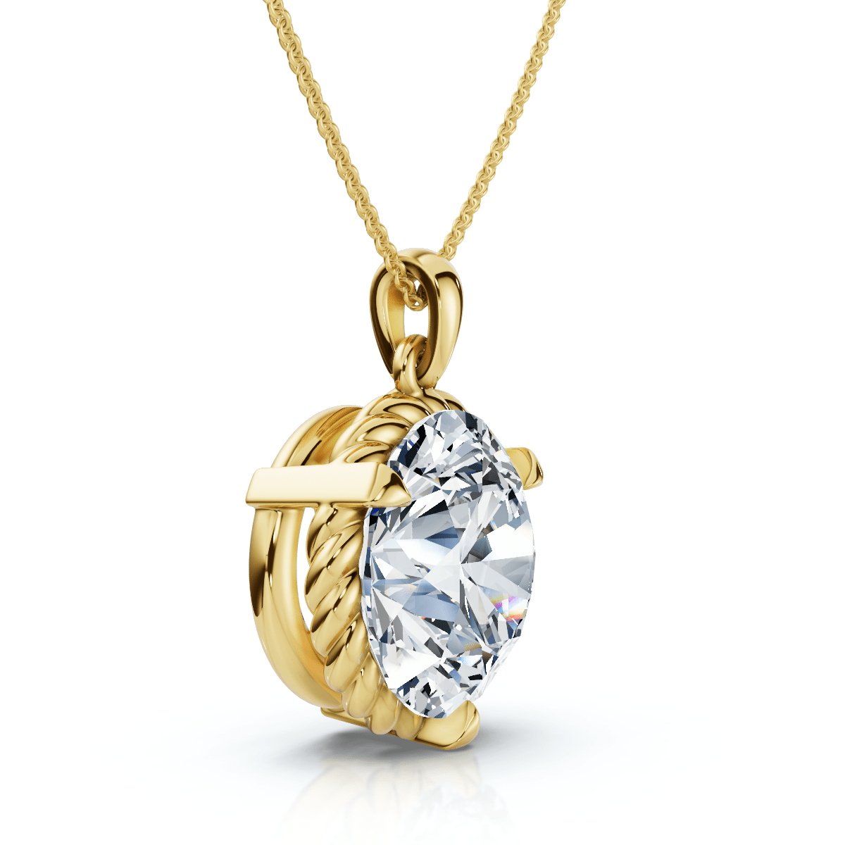 1Ct Solitaire Braided Diamond Pendant 14k Gold 18" Necklace Lab Grown EF/VS