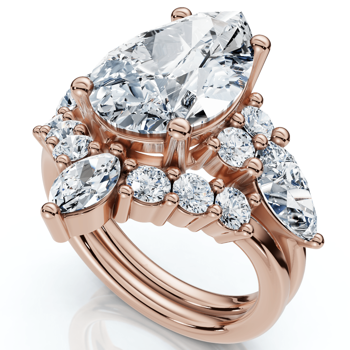 Certified 2.90Ct Pear Diamond Engagement Ring Set 14k Gold or Pt Lab Grown