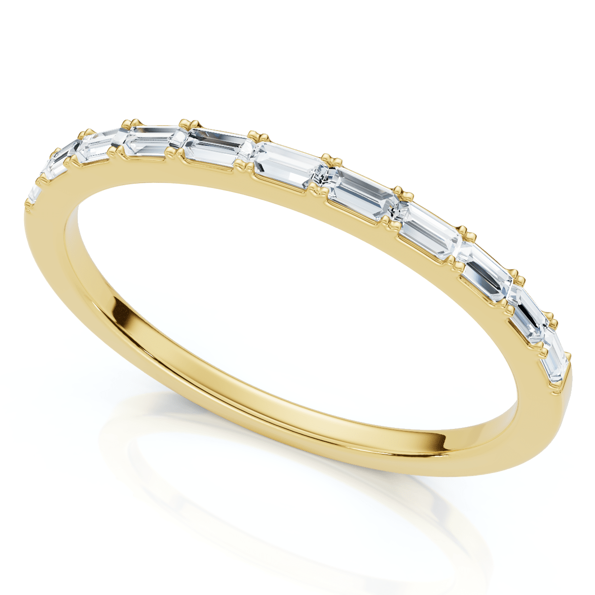Thin Baguette Diamond Stackable Women's Wedding Ring 14k Gold Lab Grown