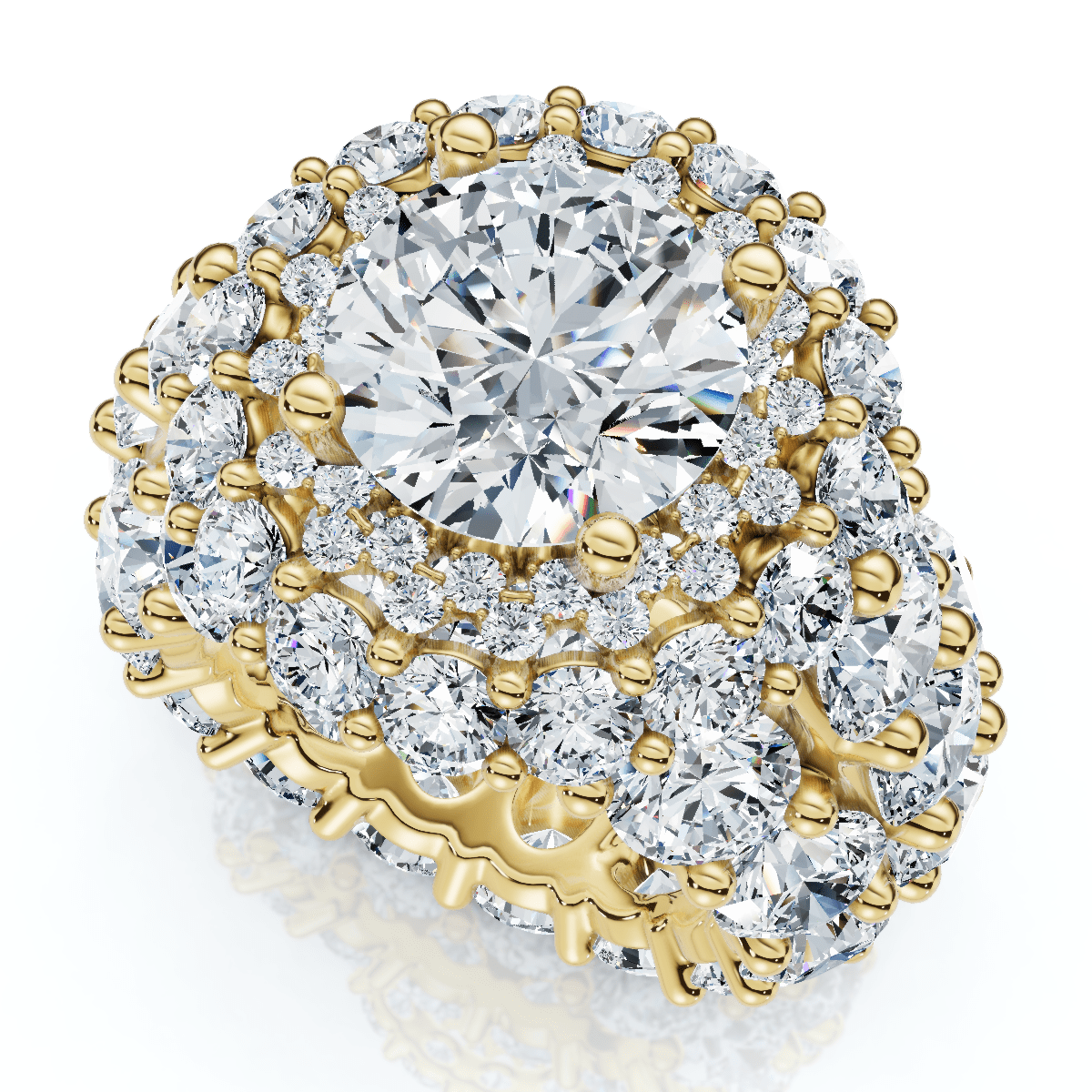 Certified 26Ct Diamond Halo Engagement Ring in 14k Gold Lab Grown