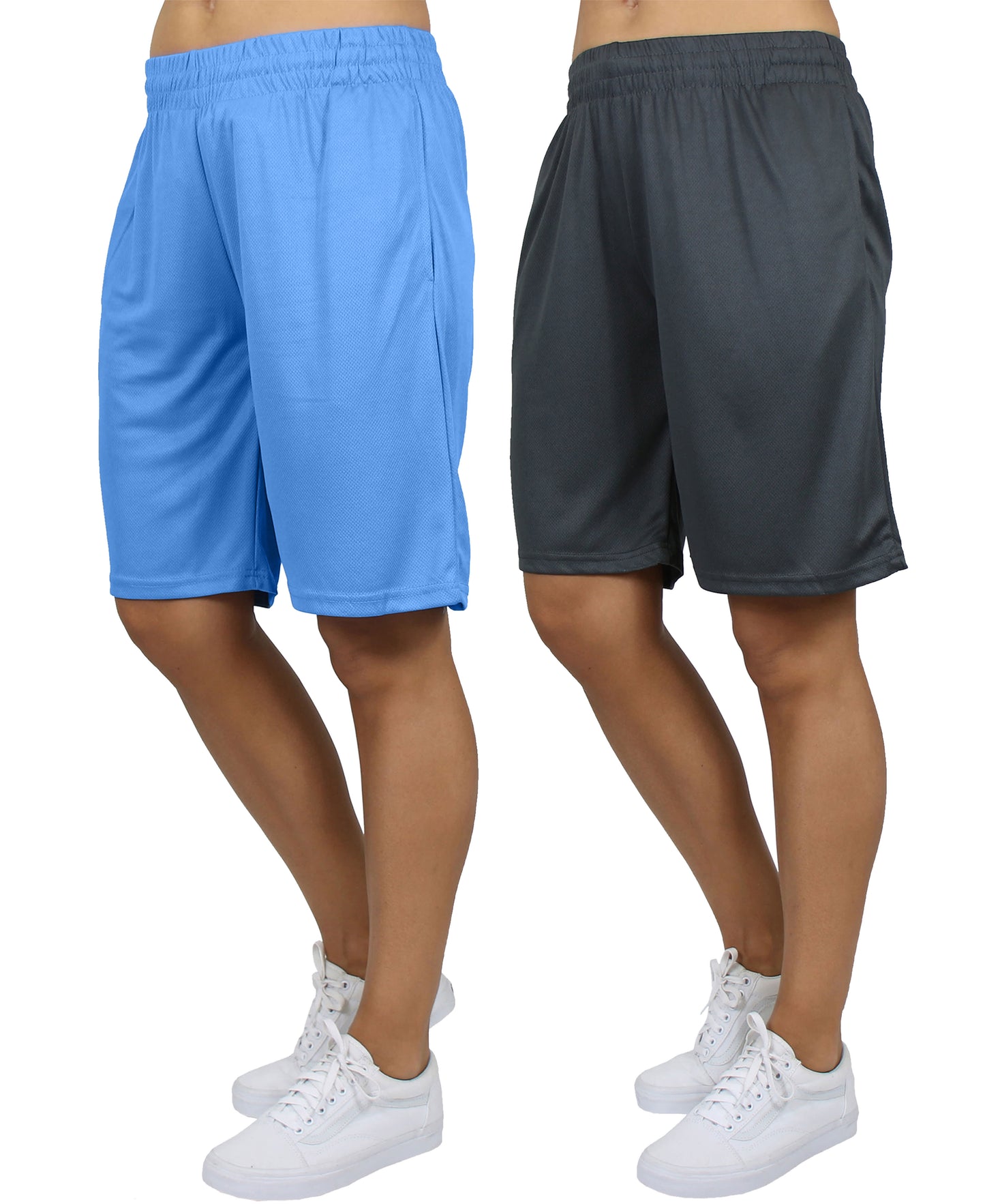 Jump Start Women's Loose Fit Moisture Wicking Performance Mesh Shorts-2 Pack