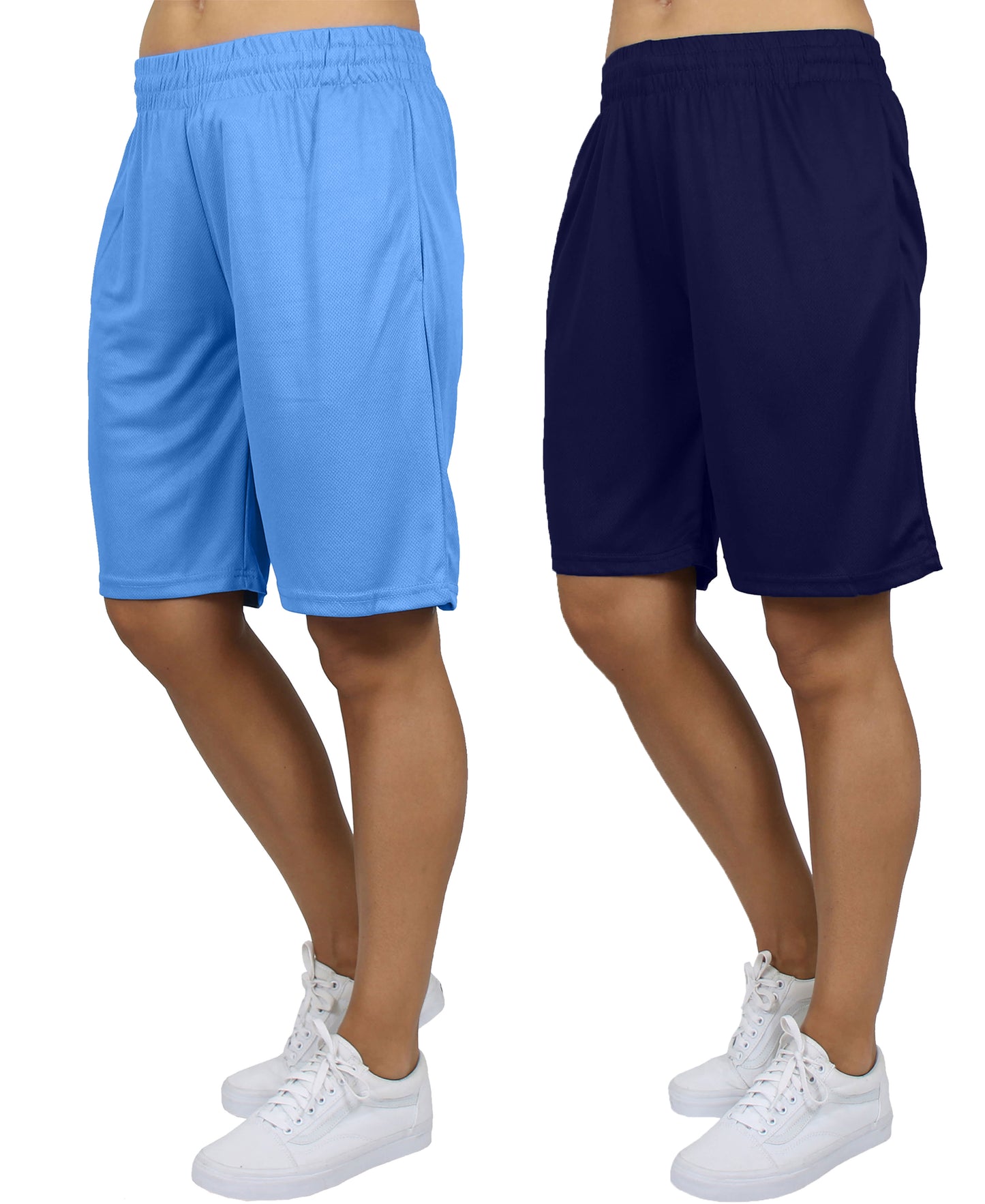 Jump Start Women's Loose Fit Moisture Wicking Performance Mesh Shorts-2 Pack