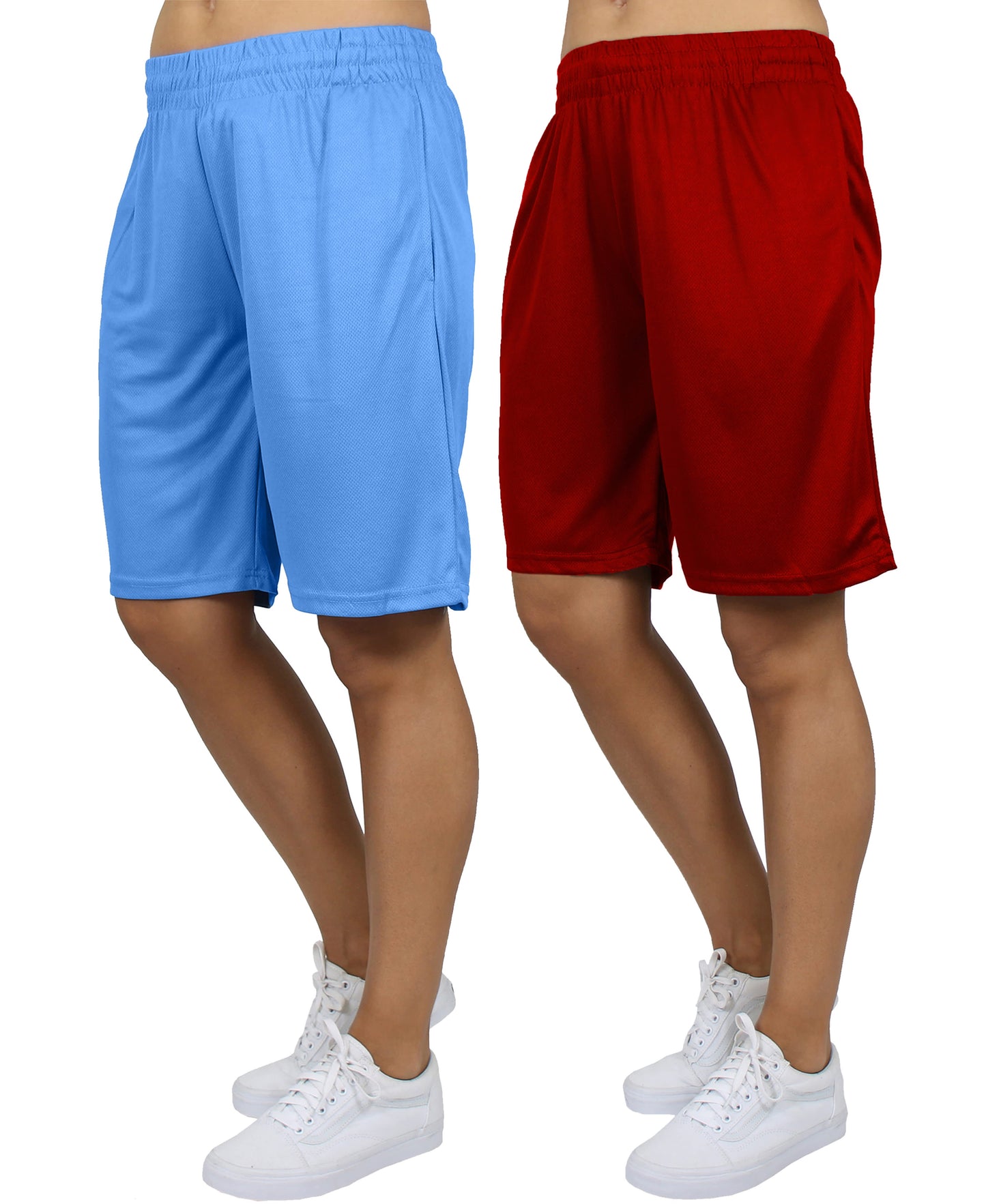Jump Start Women's Loose Fit Moisture Wicking Performance Mesh Shorts-2 Pack