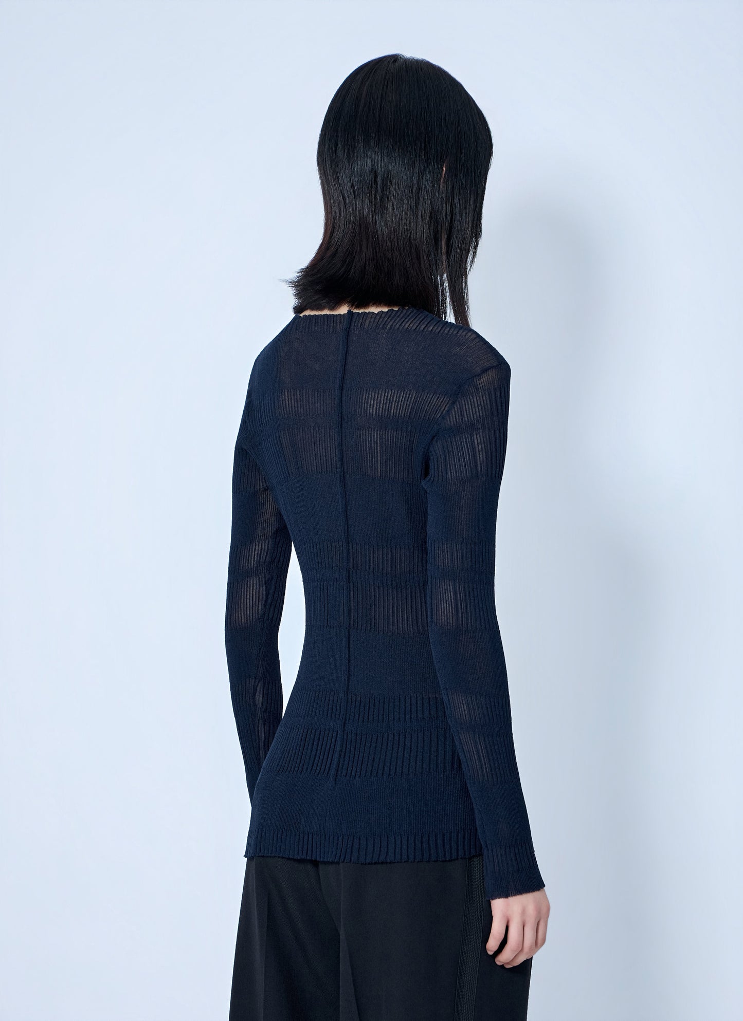 Yohji Yamamoto Women Rib Tuck D Round Neck Top