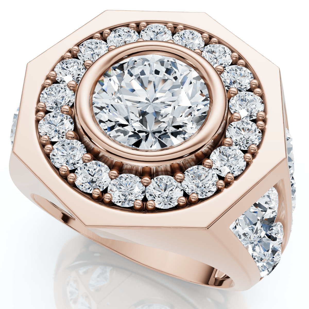 Men's 8 1/2Ct Diamond Hexagon Anniversary Pinkie Ring Gold Lab Grown