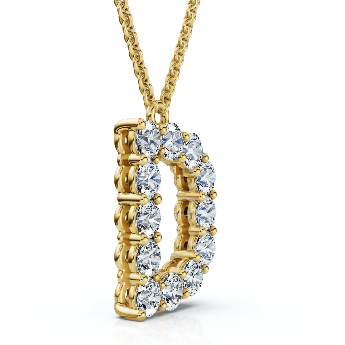 1Ct Diamond Initial "D" Pendant 14k Gold 18" Necklace Lab Grown 5/8" Tall