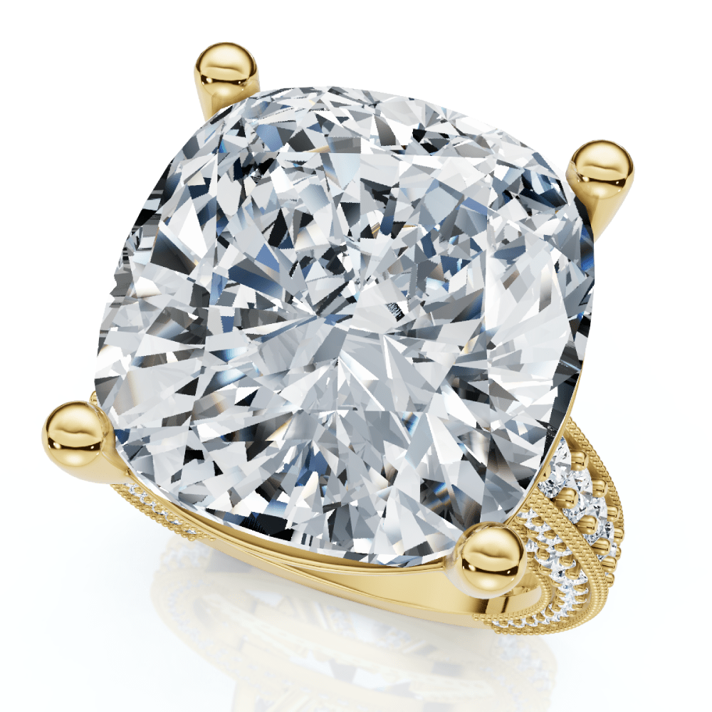 Certified 16Ct Cushion Diamond Engagement Ring 14k Gold Lab Grown