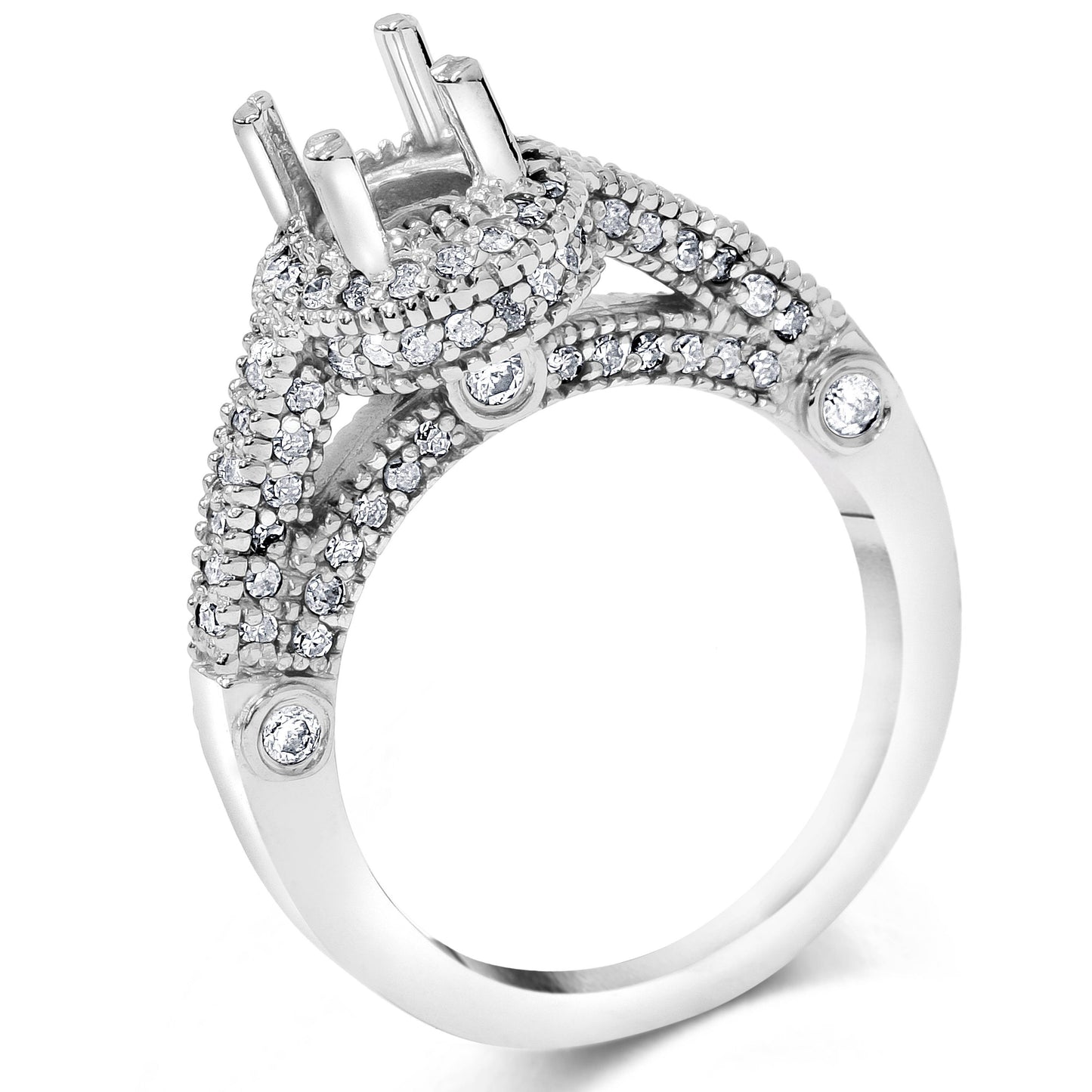 3/4ct Vintage Halo Ring Setting 14K White Gold Size Selectable