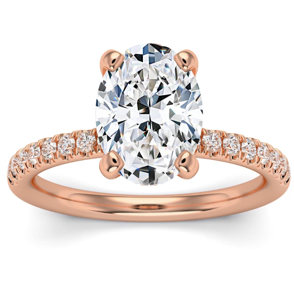 3 1/2Ct Oval Diamond Engagement Ring Lab Grown in 14k Gold Hidden Halo