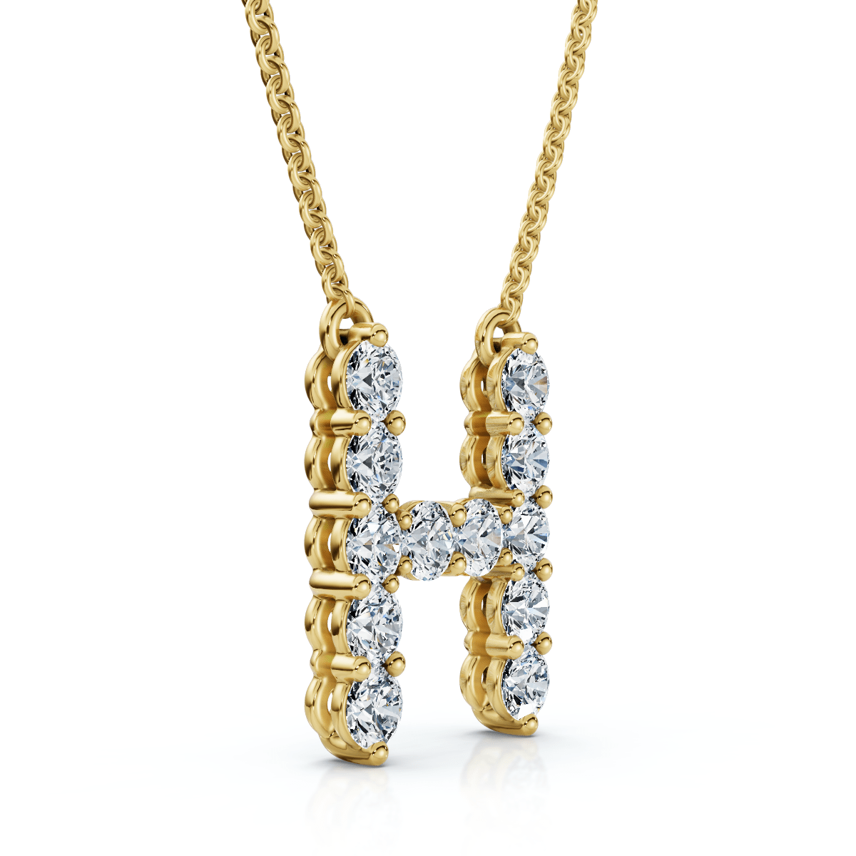 1Ct Diamond Initial "H" Pendant 14k Gold 18" Necklace Lab Grown 5/8" Tall