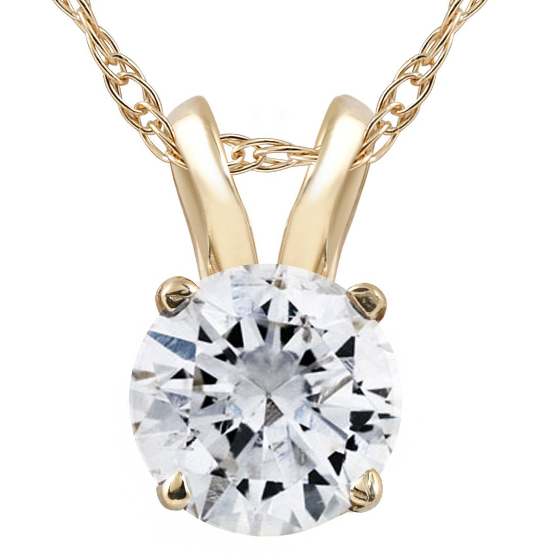 5/8ct Round Diamond Solitaire Pendant 14K Yellow Gold