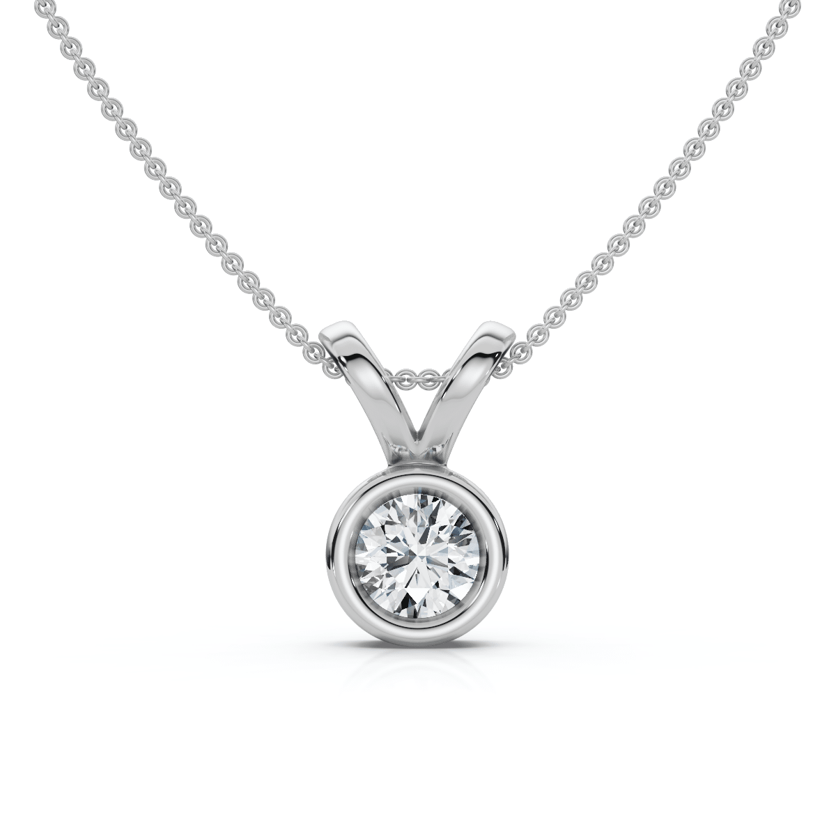 Dainty Stackable Solitaire Bezel Diamond Pendant 14k Gold Lab Grown EF/VS