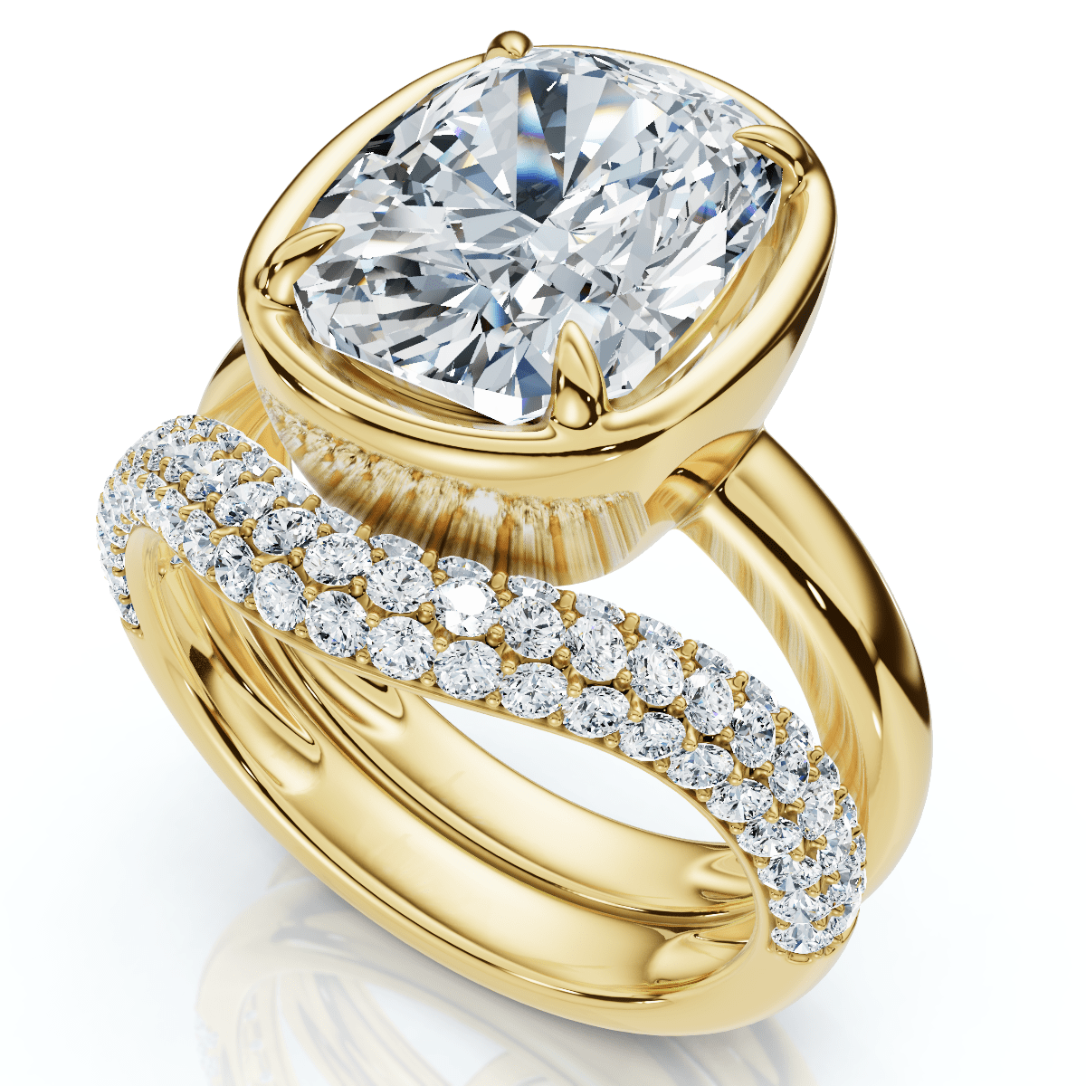 Certified 4 1/2Ct Cushion Pave Andrea Engagement Wedding Ring Set Gold Lab Grown