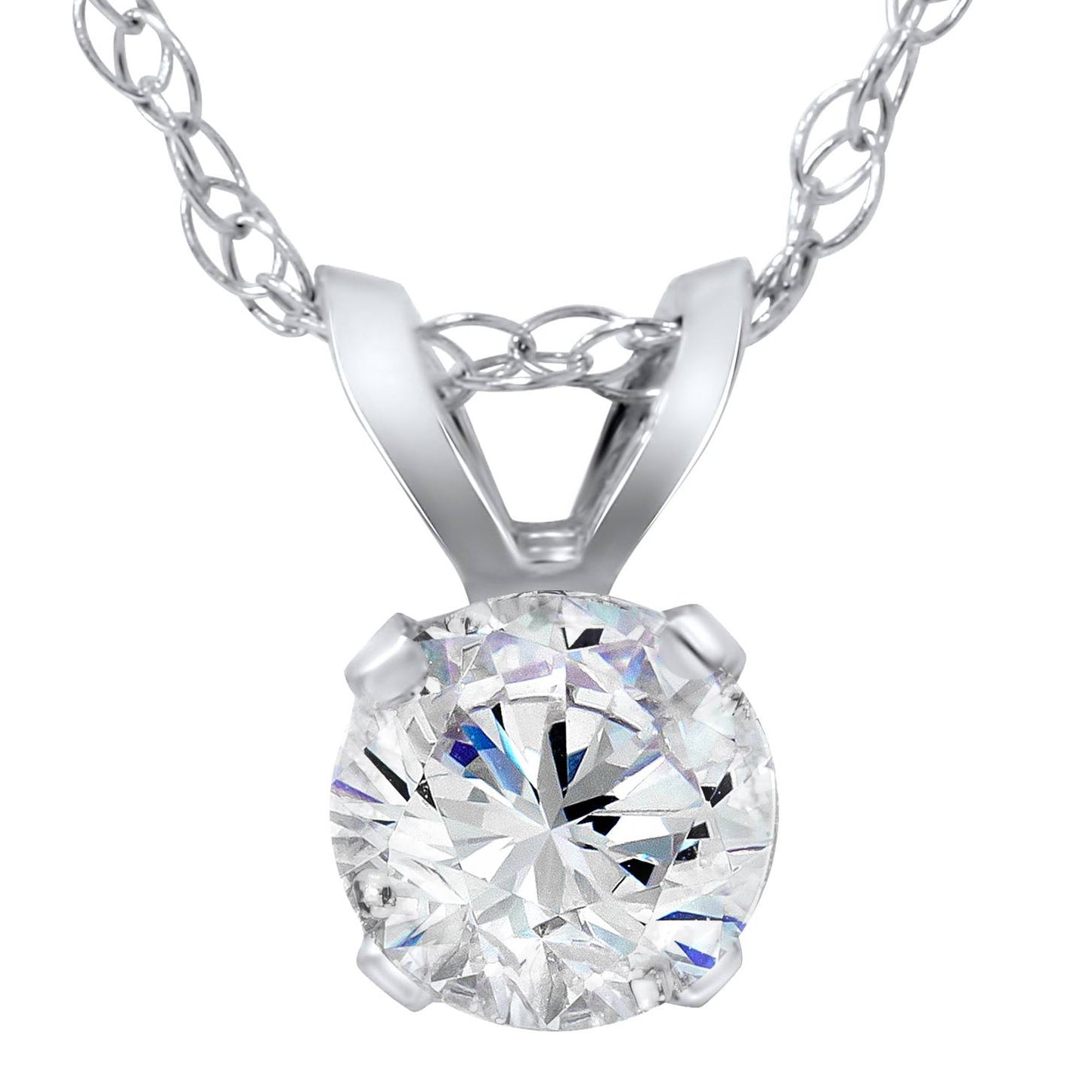 5/8ct Round Diamond Solitaire Pendant 14K White Gold