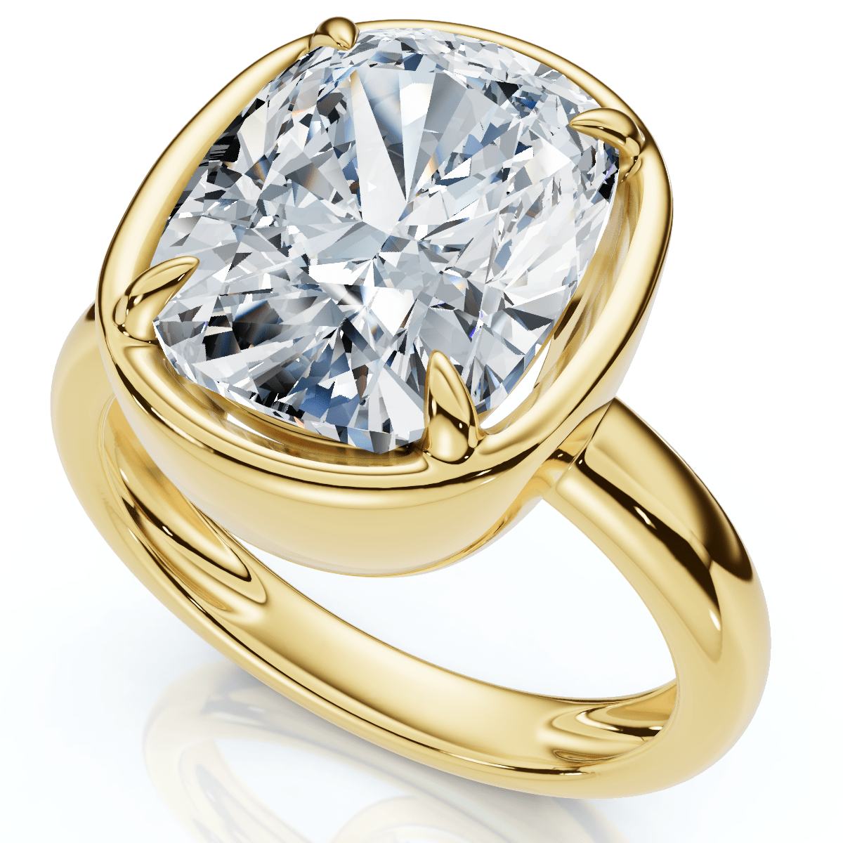 Certified 4Ct Cushion Diamond Bezel Prong Solitaire Engagement Ring Lab Grown